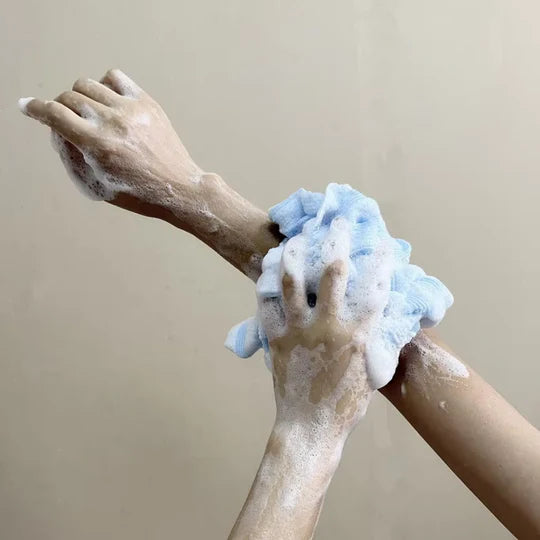 Antibacterial shower towel with scrub