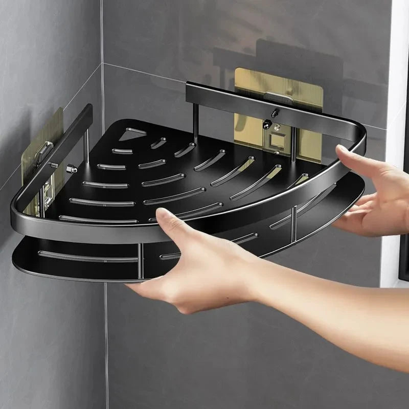 Corner Bathroom Shelf – Aluminum Alloy Wall-Mounted Storage Rack